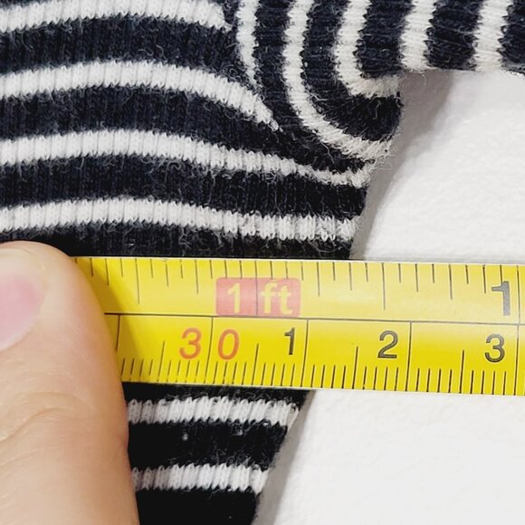 Aeropostale Striped Black White Cotton Spandex Ruffle Neck Long Sleeve Rib Y2K - Picture 10 of 11
